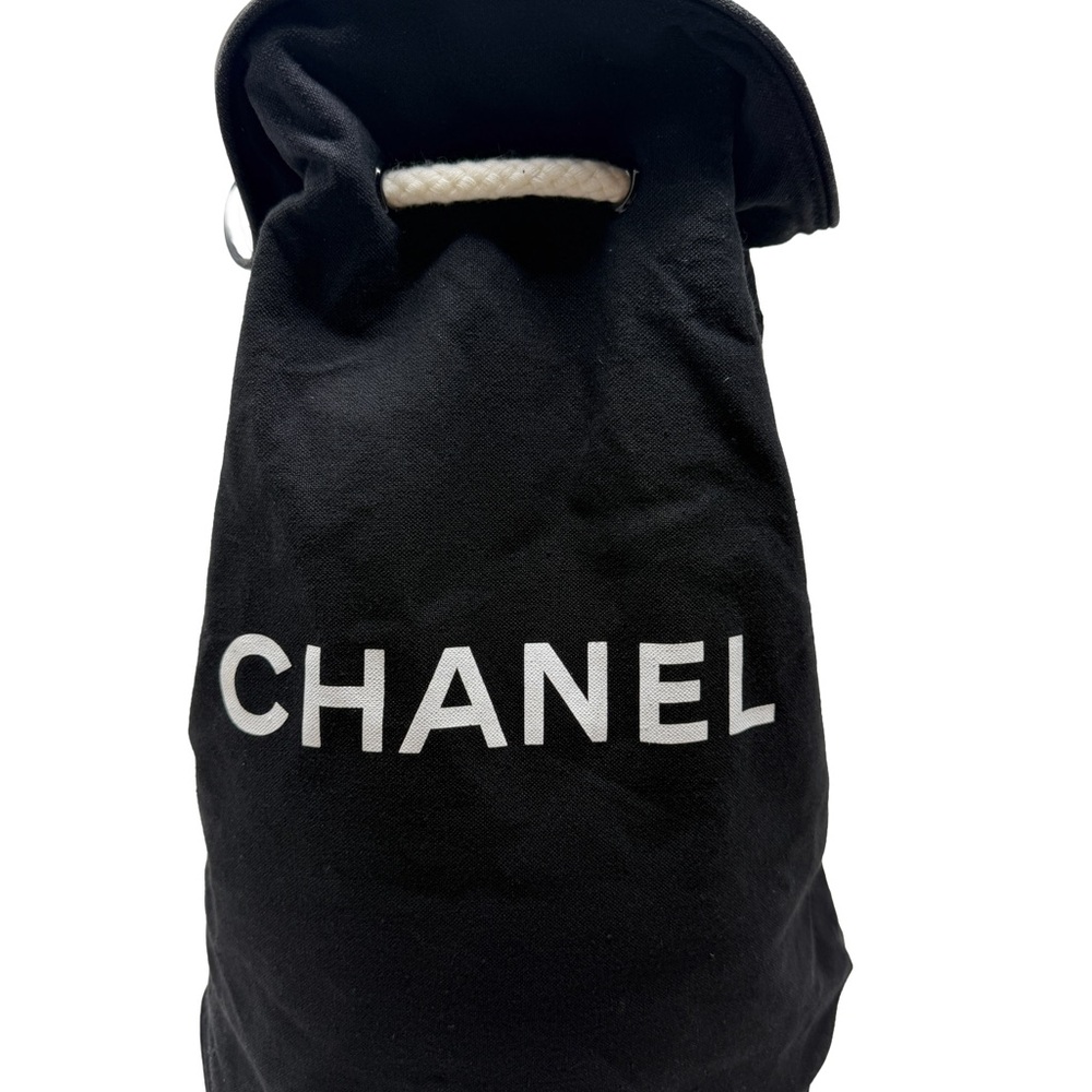 CHANEL Black Canvas Drawstring RARE pool bag